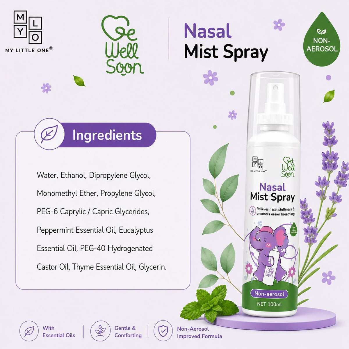 MyLO Breathe Happy Nasal Relief Mist Spray (100ml | Non Aerosol)