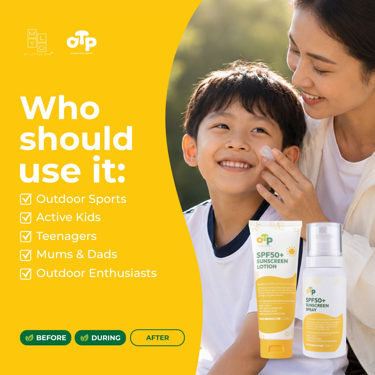 MyLO OTP Sunscreen Stick / Sunblock Lotion, Spray