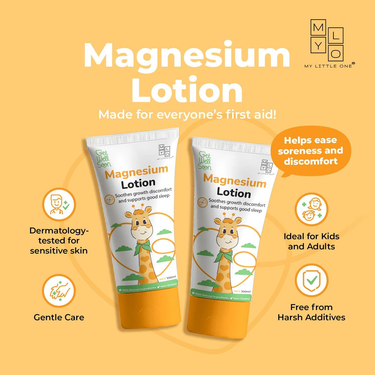 Soothing magnesium lotion with calendula and panthenol safe for babies