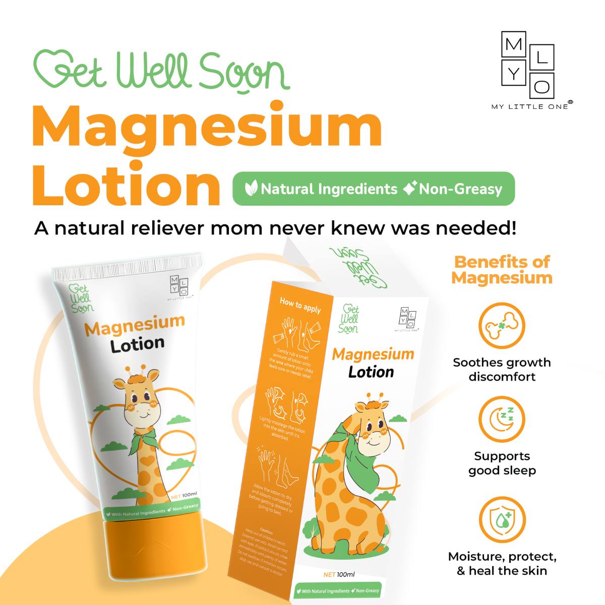 MyLO GWS Magnesium Lotion natural relief for growth spurt and sleep support