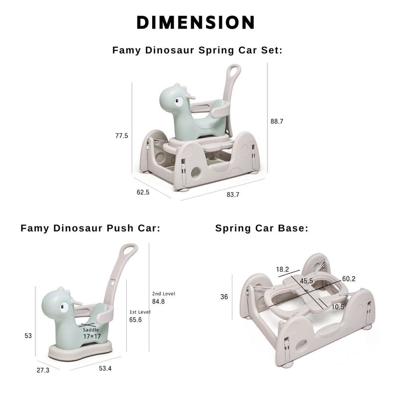 Famy Dinosaur Spring Car Set Dimension